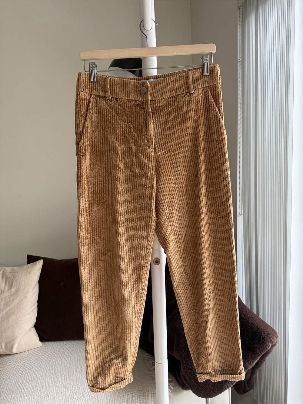 LONNBERG Margaux Corduroy Tapered Pants in Mustard French designer